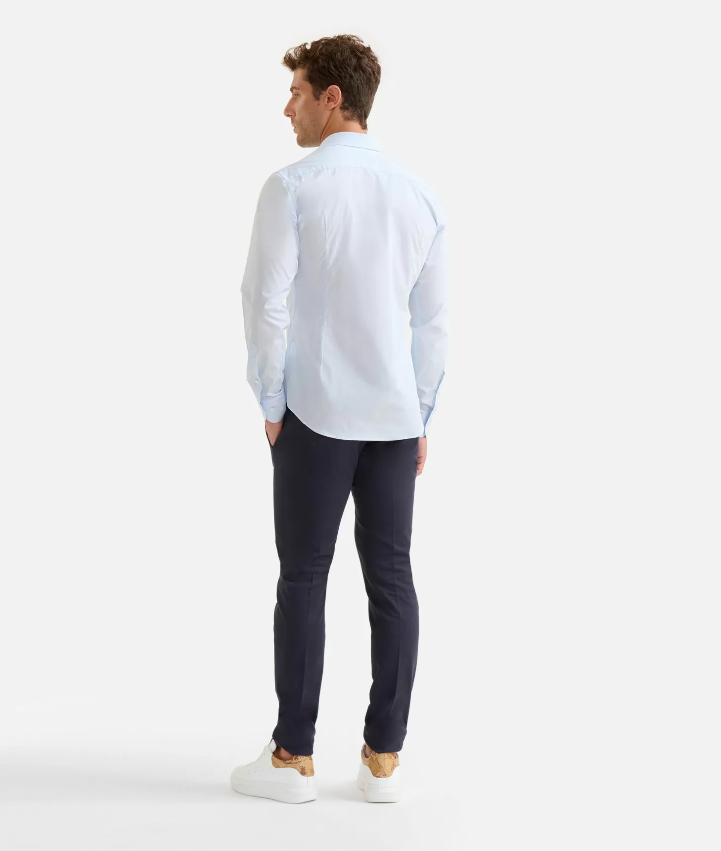 Alviero martini 1a classe Camicia slim in cotone con dettaglio spalle Azzurro Polvere In Saldo