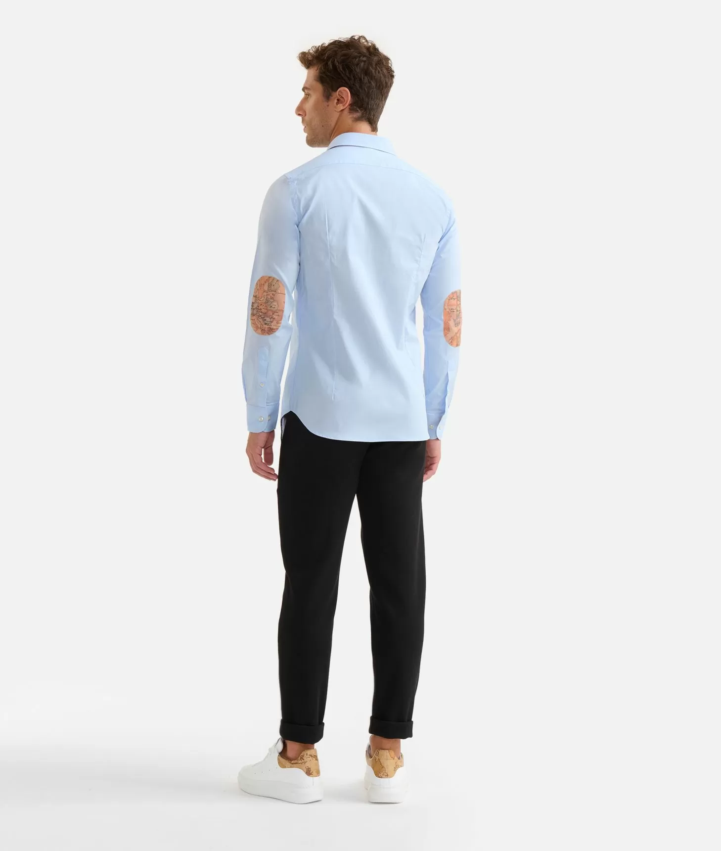 Alviero martini 1a classe Camicia slim in cotone stretch con toppe Geo Classic Azzurra Moda