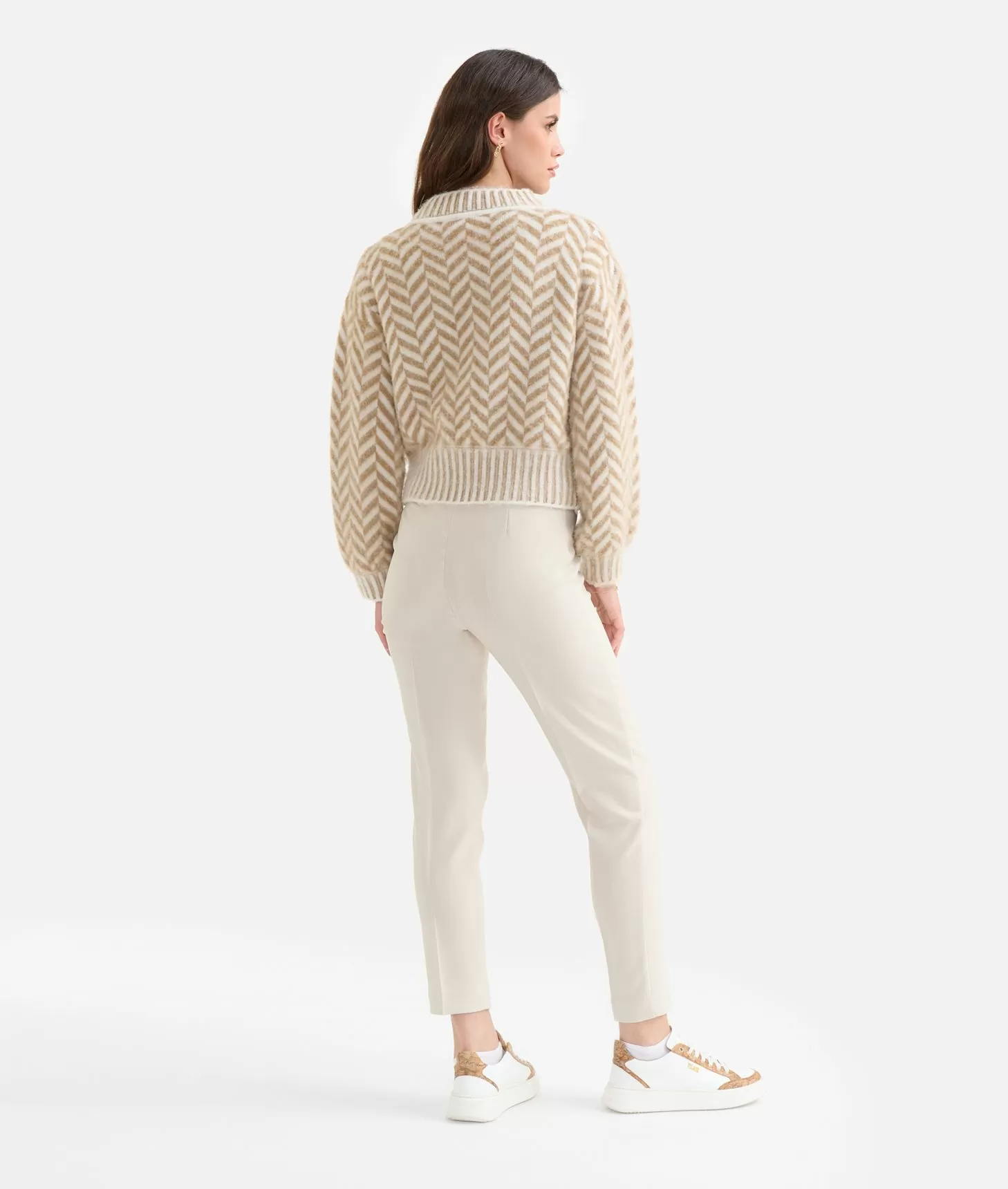 Alviero martini 1a classe Maglia in filato di lana e viscosa con motivo spinato Cammello Convenienza