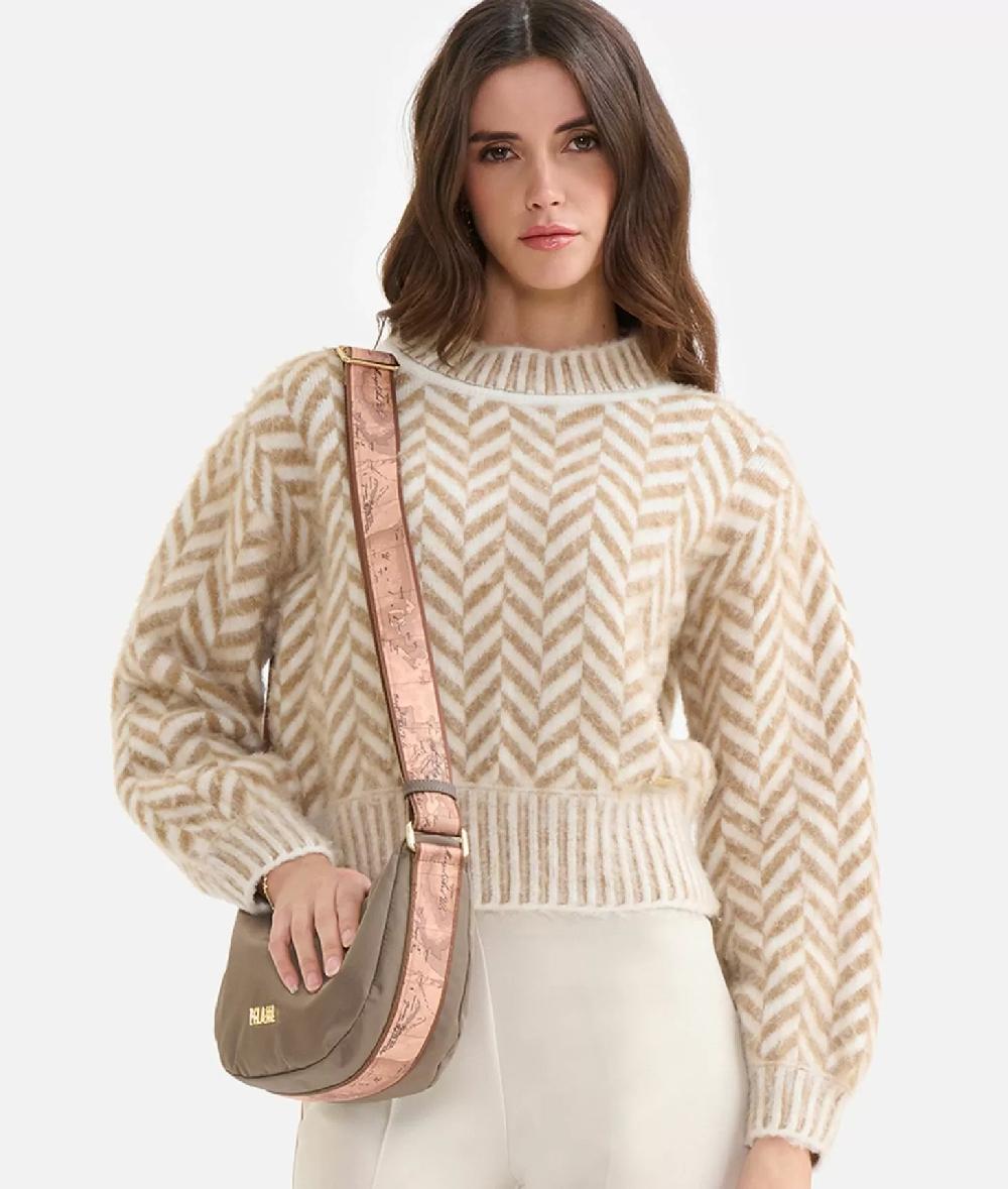 Alviero martini 1a classe Maglia in filato di lana e viscosa con motivo spinato Cammello Convenienza