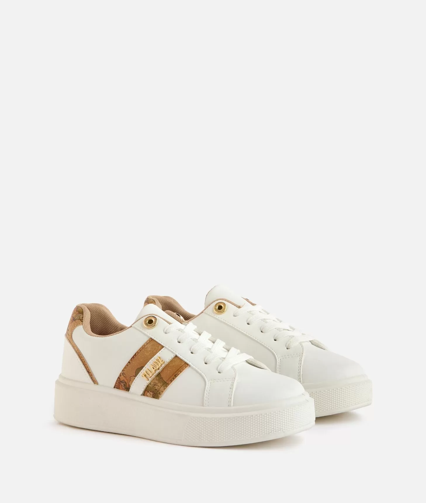 Alviero martini 1a classe Sneakers in eco nappa con logo e bande Geo Classic Bianche Negozio
