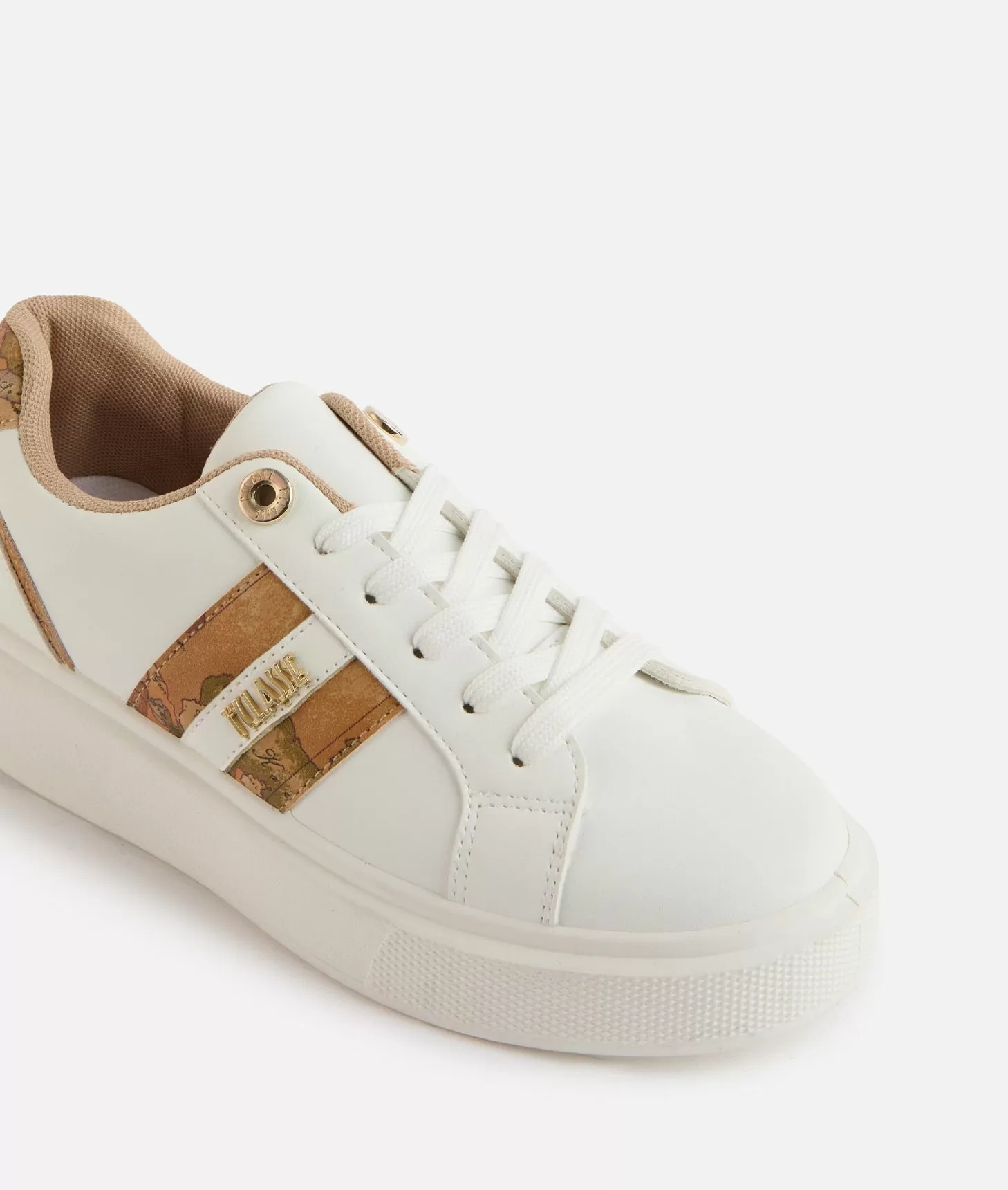 Alviero martini 1a classe Sneakers in eco nappa con logo e bande Geo Classic Bianche Negozio