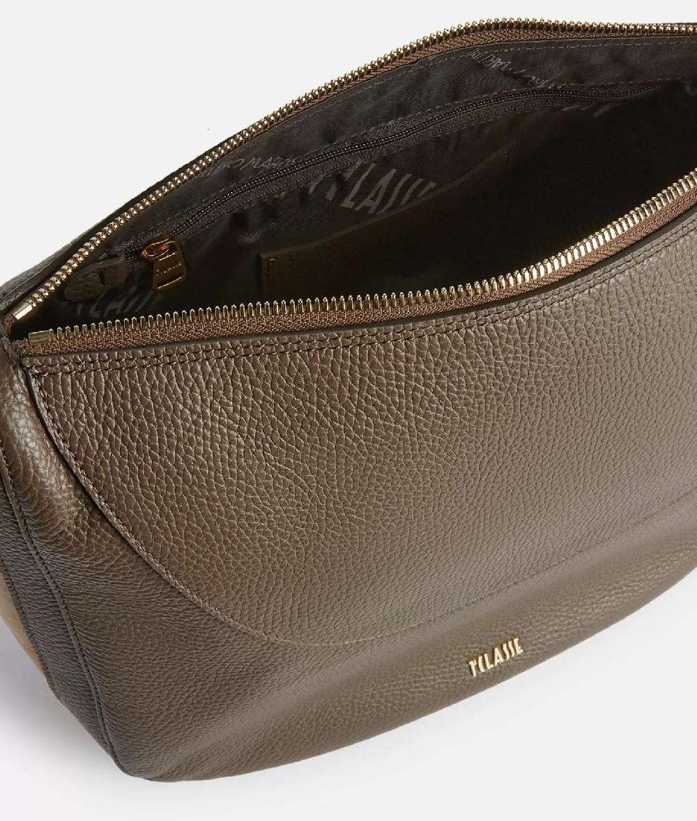 Alviero martini 1a classe Universe Leather tracolla a mezzaluna media Taupe Scuro Moda