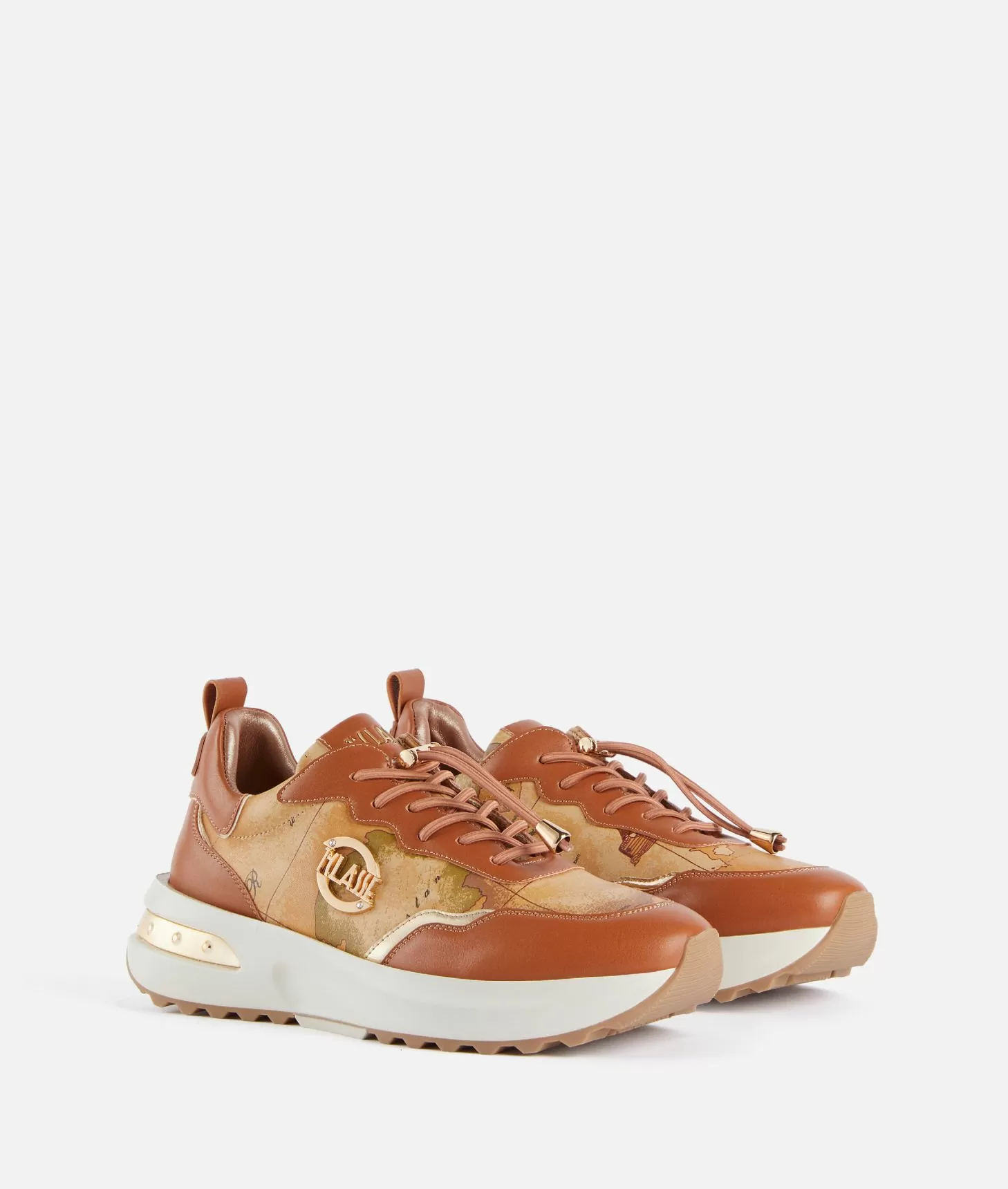 Alviero martini 1a classe Geo Road Marrakech sneakers in eco nappa Castagna Italy