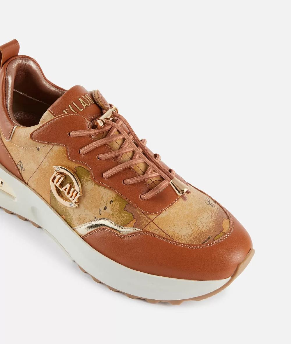 Alviero martini 1a classe Geo Road Marrakech sneakers in eco nappa Castagna Italy