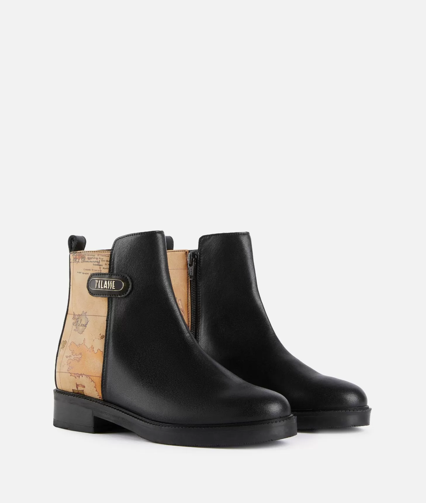 Alviero martini 1a classe Stivaletti beatles in pelle liscia con inserto Geo Classic Neri Italia