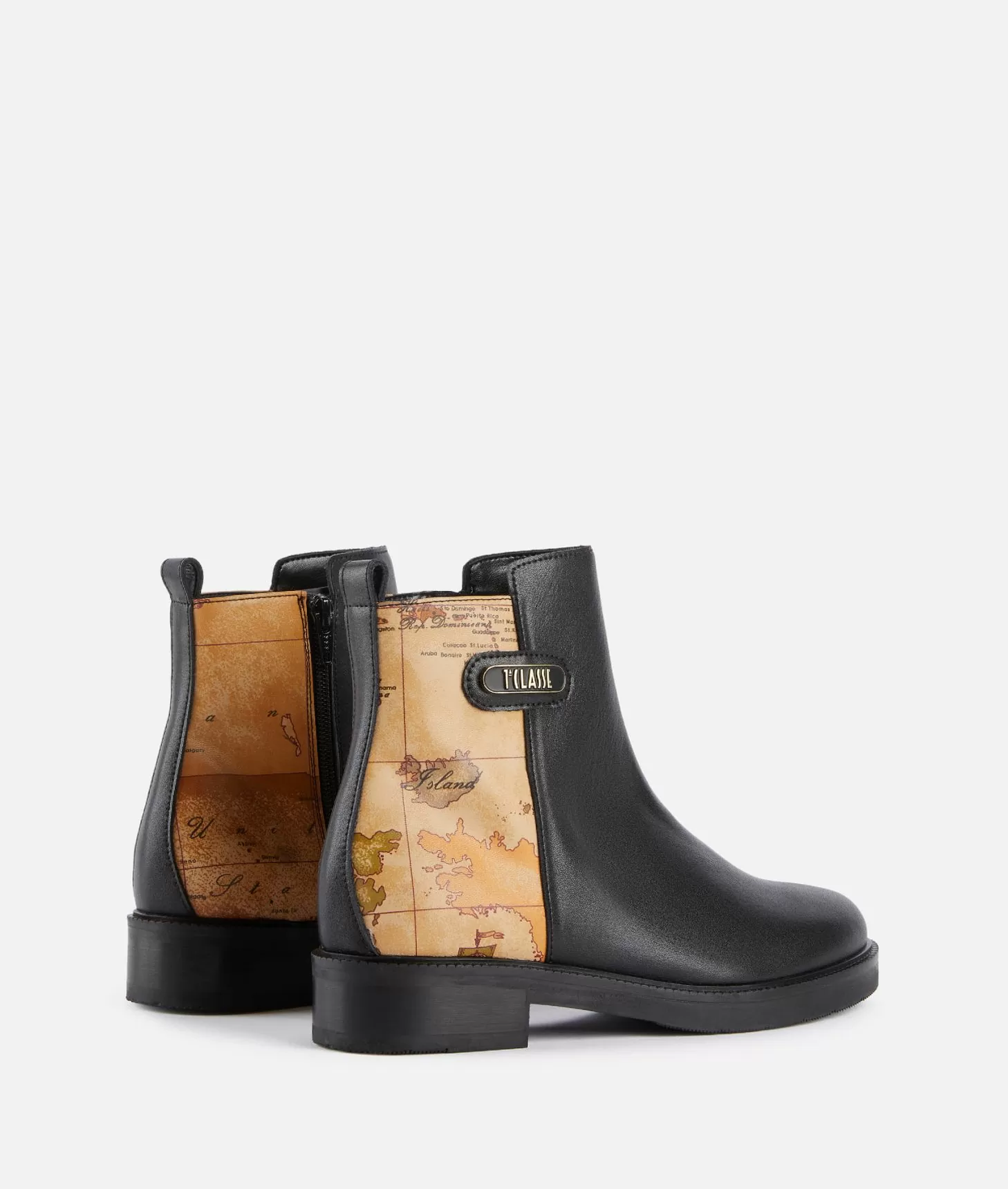Alviero martini 1a classe Stivaletti beatles in pelle liscia con inserto Geo Classic Neri Italia