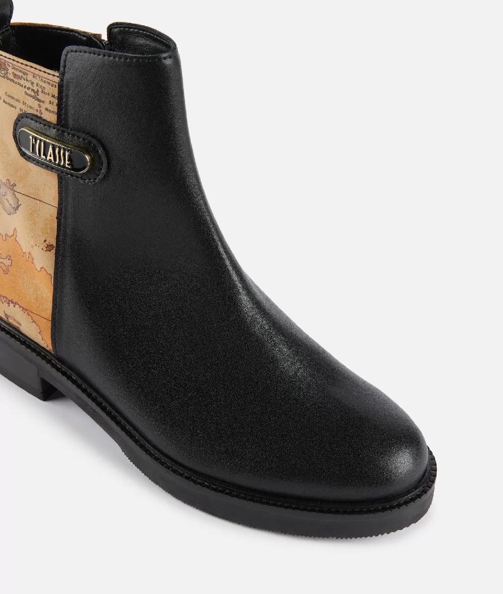 Alviero martini 1a classe Stivaletti beatles in pelle liscia con inserto Geo Classic Neri Italia