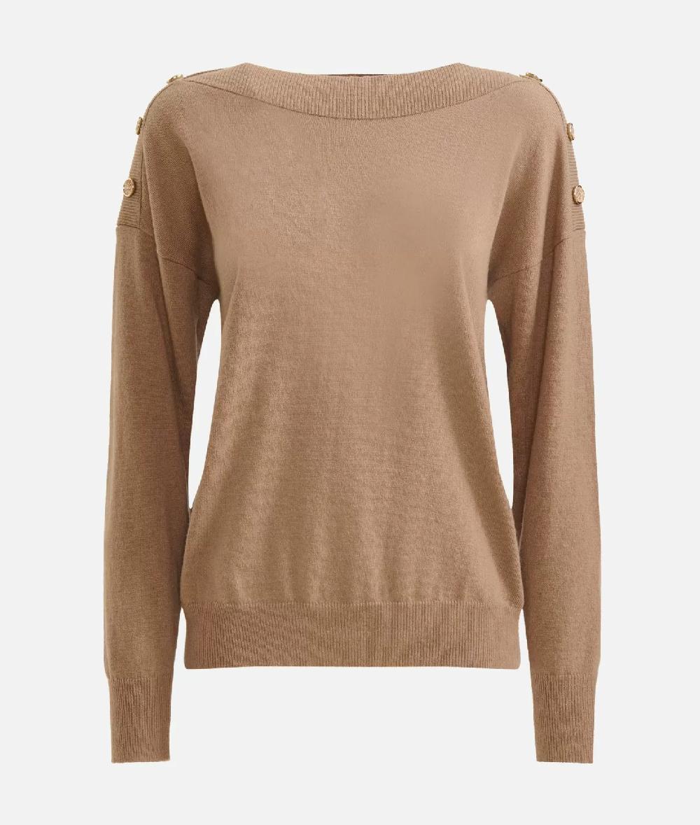 Alviero martini 1a classe Maglia in filato misto cashmere con bottoni Geo Classic Cammello Nuovo