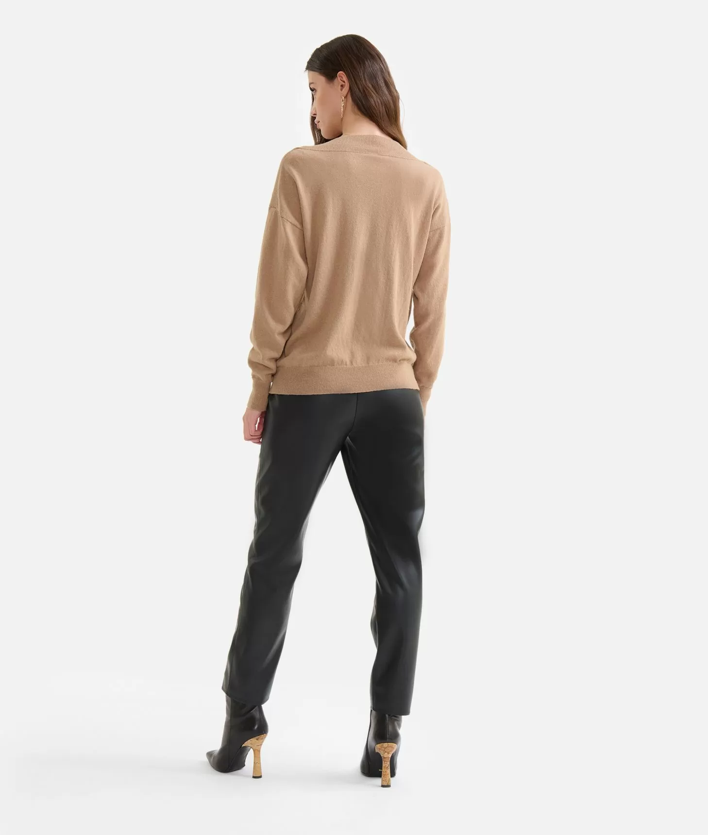 Alviero martini 1a classe Maglia in filato misto cashmere con bottoni Geo Classic Cammello Nuovo