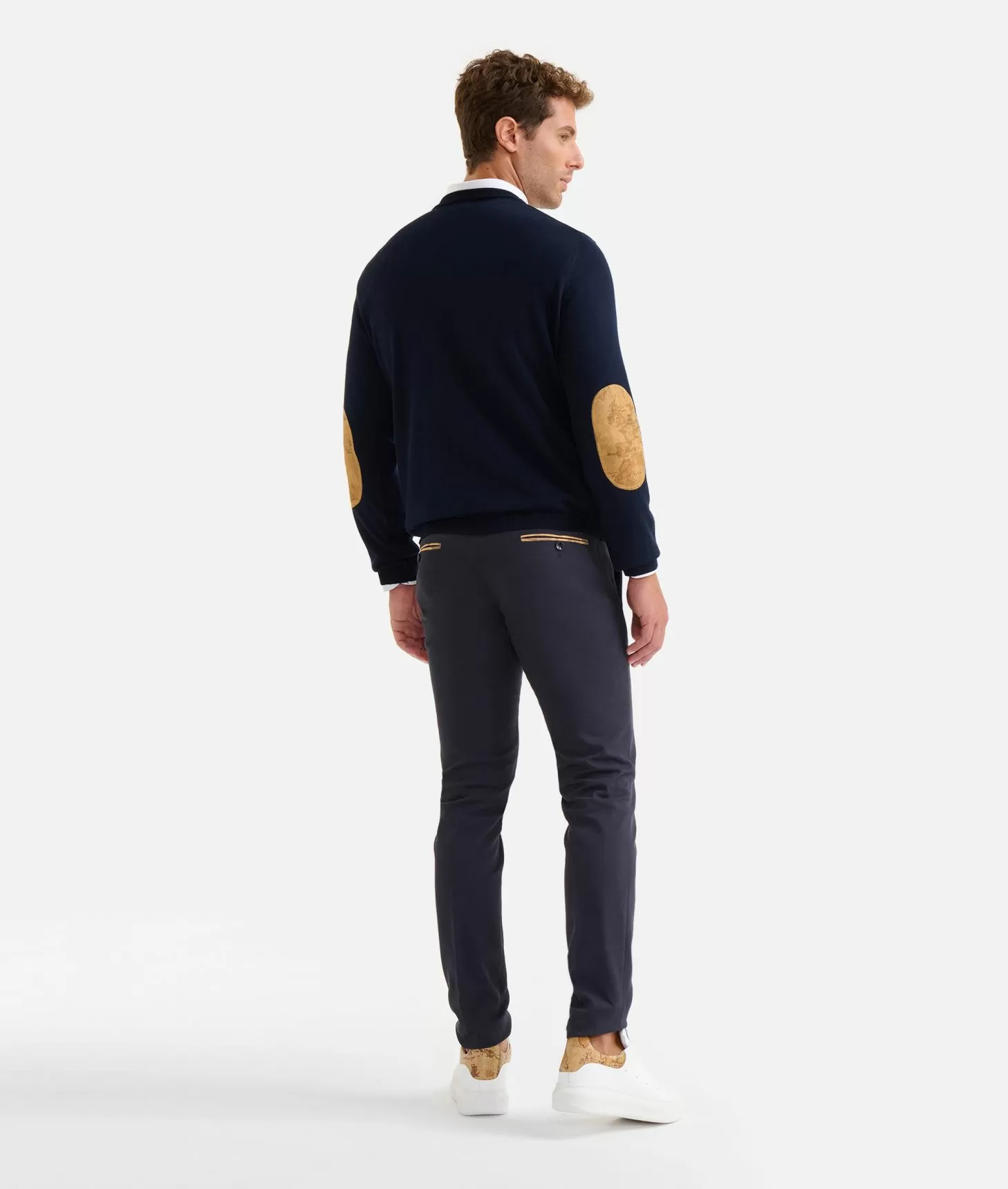 Alviero martini 1a classe Girocollo in filato misto lana con toppe Geo Classic Blu Notte Negozi Online