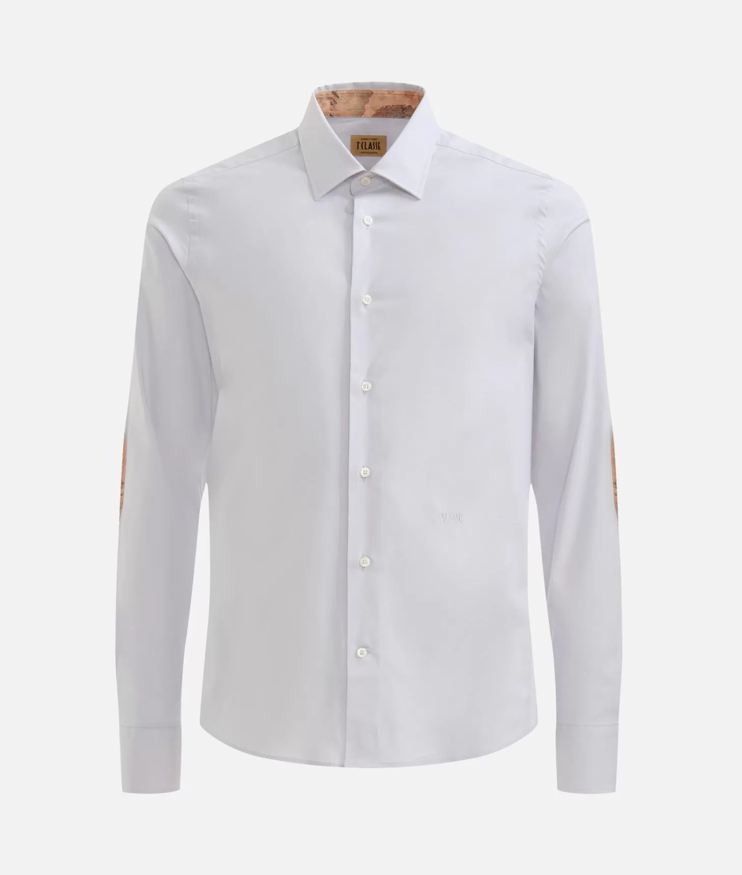 Alviero martini 1a classe Camicia super slim in cotone stretch con toppe Geo Classic Grigio Chiaro Acquista Ora