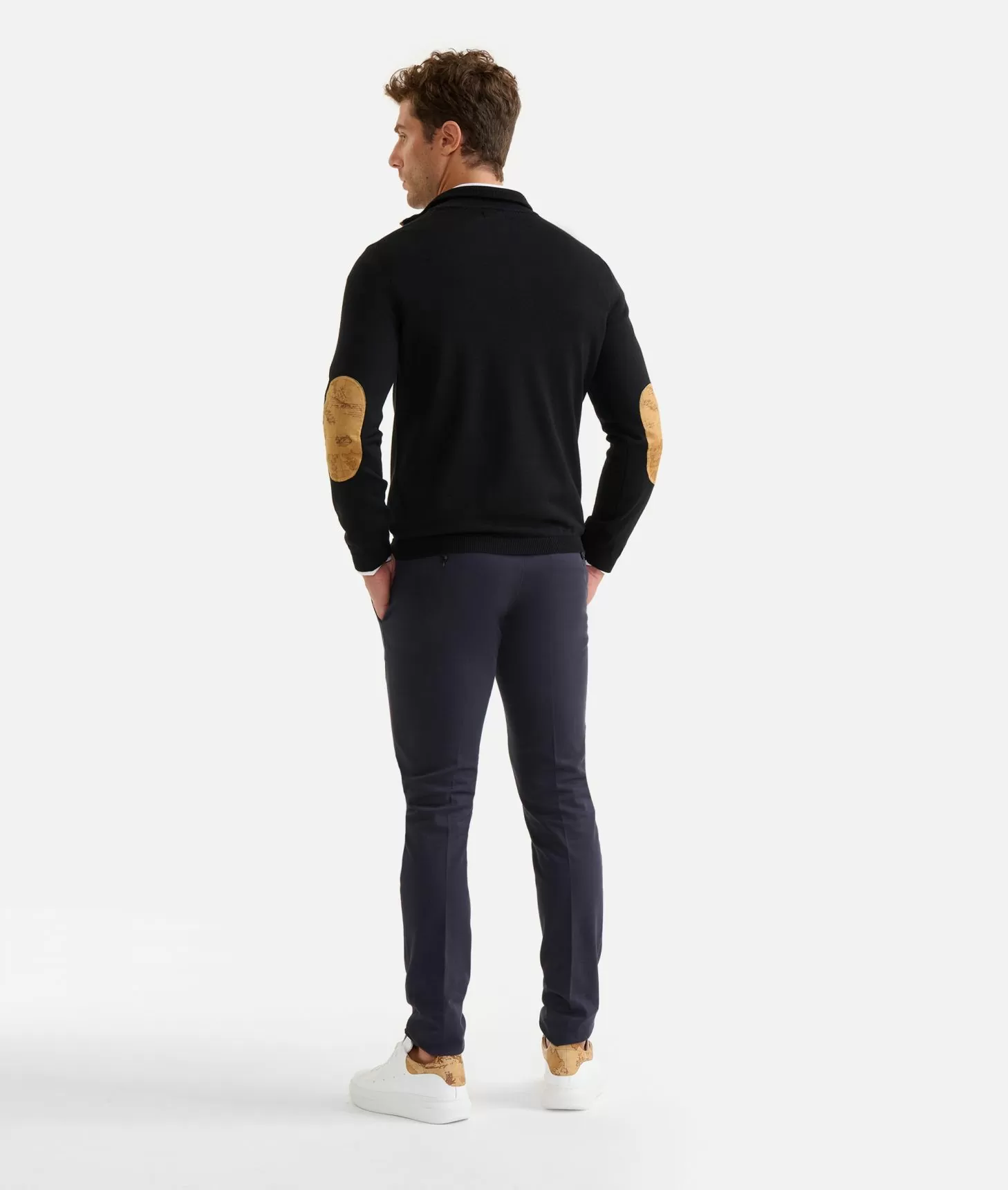 Alviero martini 1a classe Maglia in filato misto lana con mezza zip e toppe Geo Classic Nera Economico