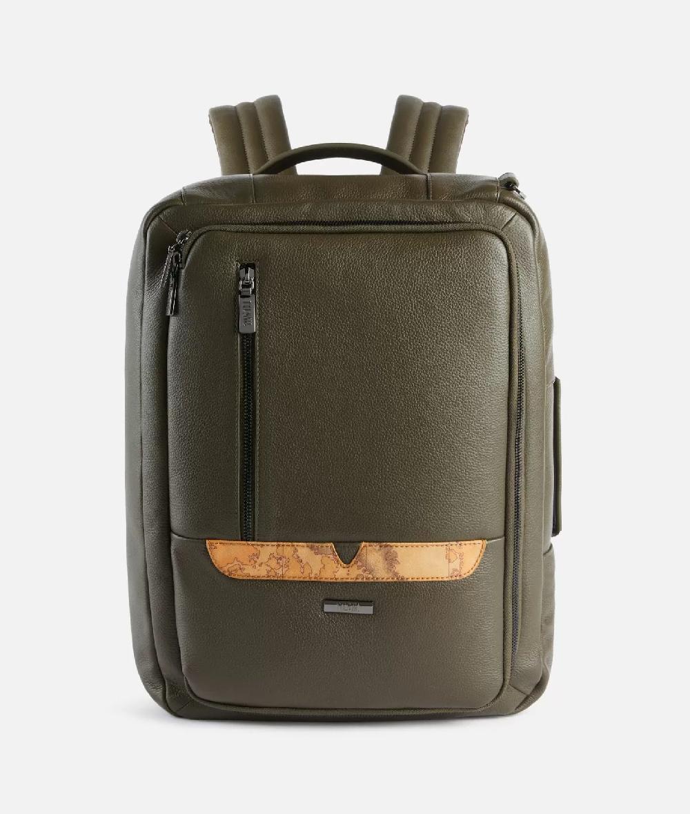 Alviero martini 1a classe Beta Leather zaino da viaggio tripla portabilità Verde Militare