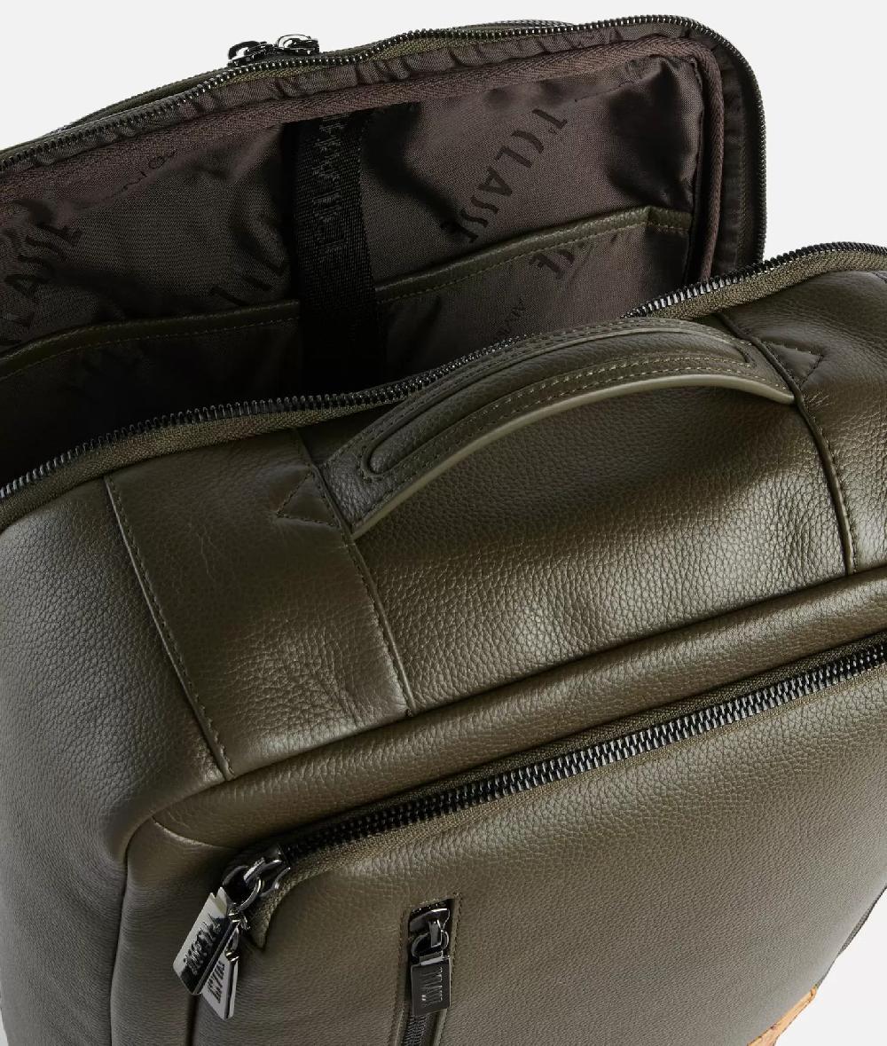 Alviero martini 1a classe Beta Leather zaino da viaggio tripla portabilità Verde Militare Offerte stagionali