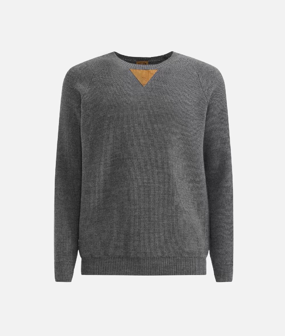 Alviero martini 1a classe Girocollo in filato misto lana con toppe Geo Classic Grigio Italia