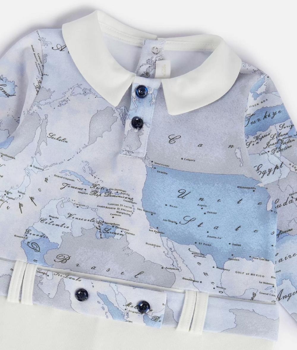 Alviero martini 1a classe Tutina in cotone senza piedini Geo Lord Azzurra Affare Del Giorno