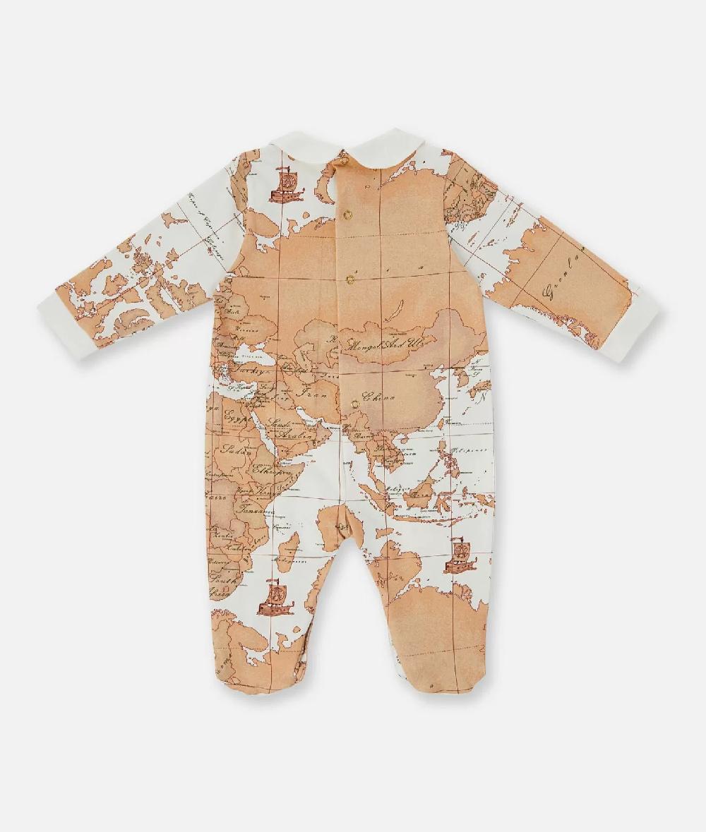 Alviero martini 1a classe Tutina in cotone con mappa Geo Classic Panna Offerte