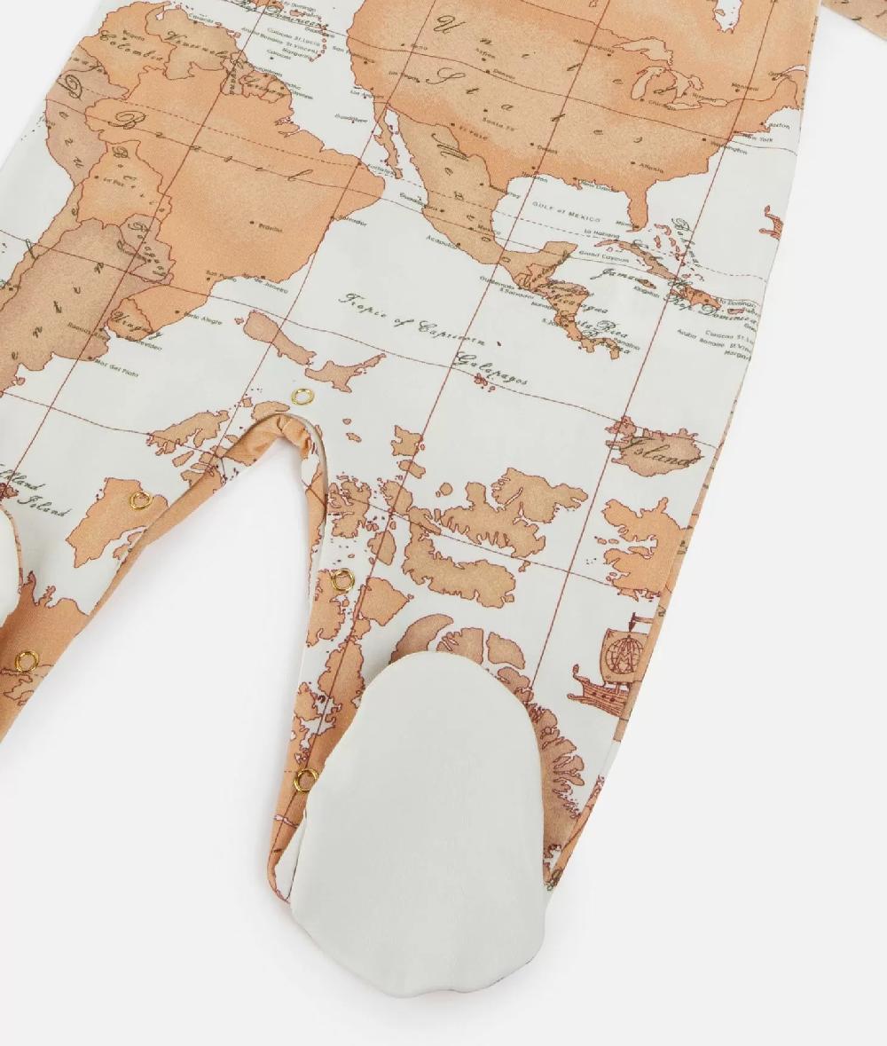 Alviero martini 1a classe Tutina in cotone con mappa Geo Classic Panna Offerte