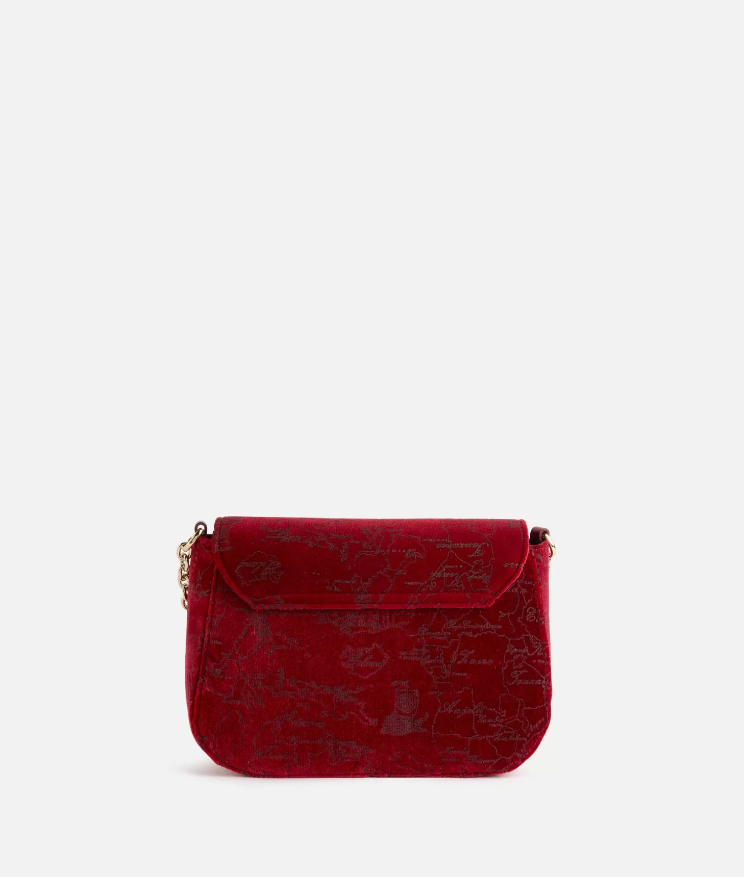 Alviero martini 1a classe Moments Bag tracolla con patta e catena in velluto Geo Filetto Rossa Nuova