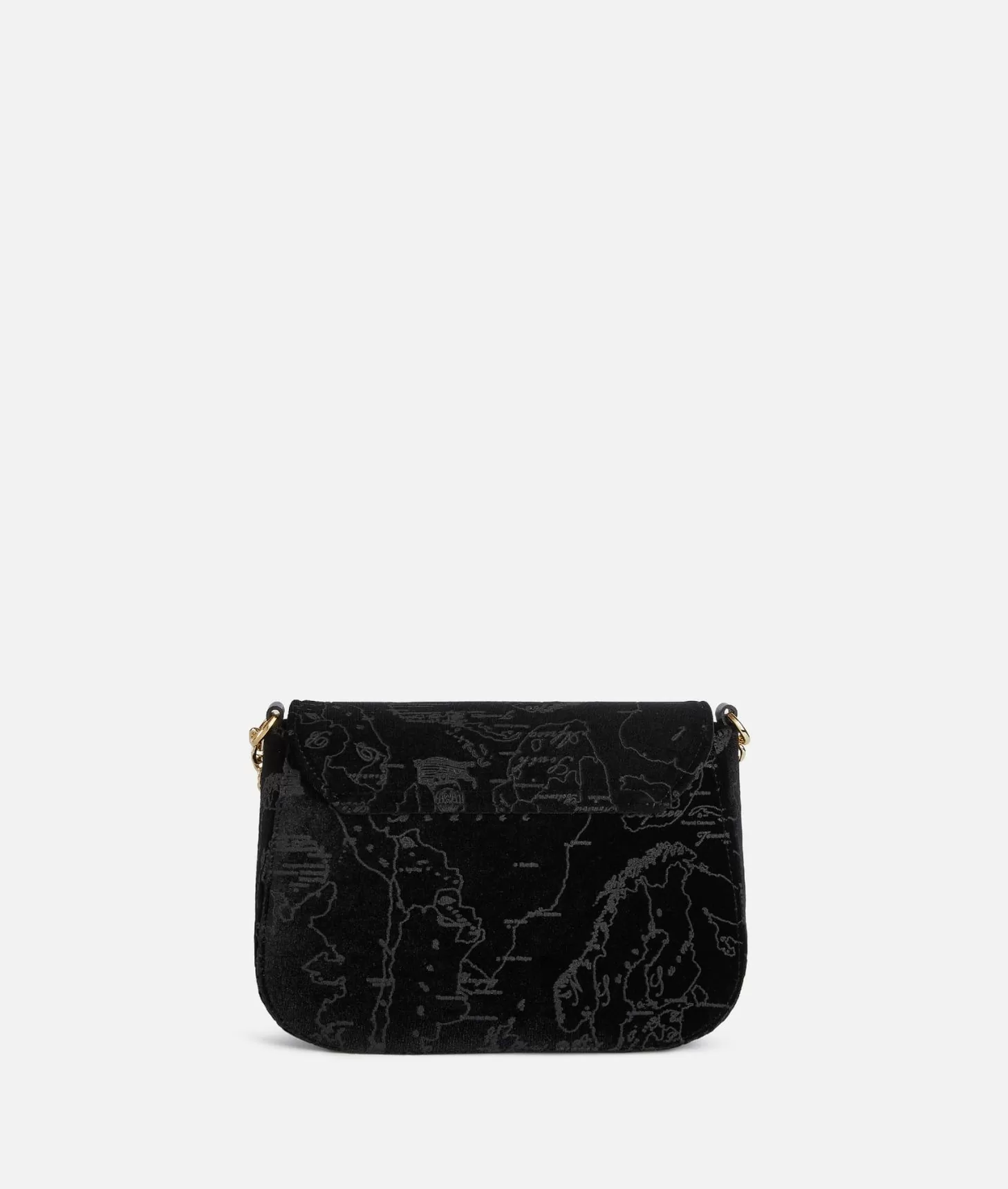 Alviero martini 1a classe Moments Bag tracolla con patta e catena in velluto Geo Filetto Nera Moda