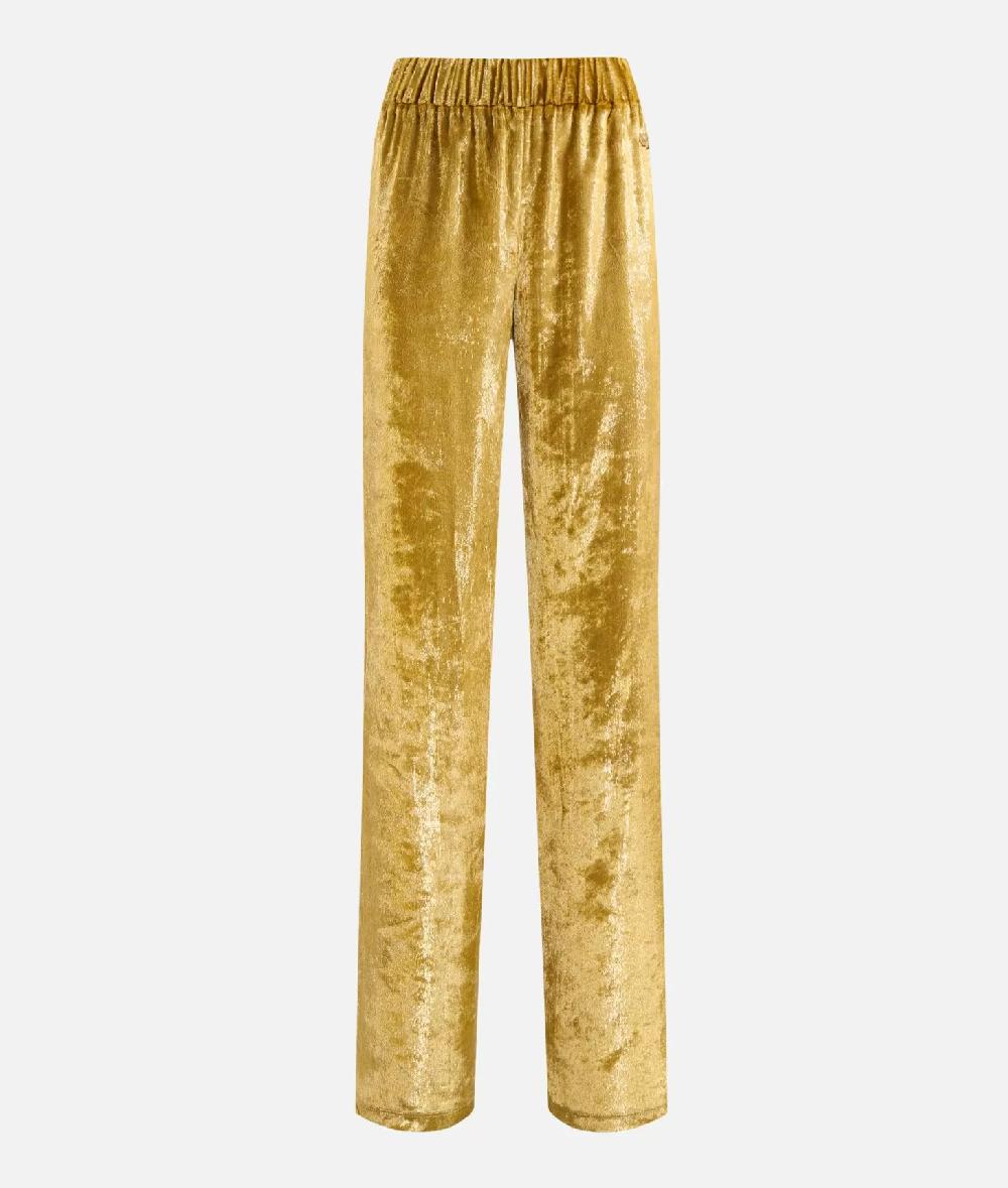 Alviero martini 1a classe Pantaloni palazzo in velluto lurex special Oro Saldi