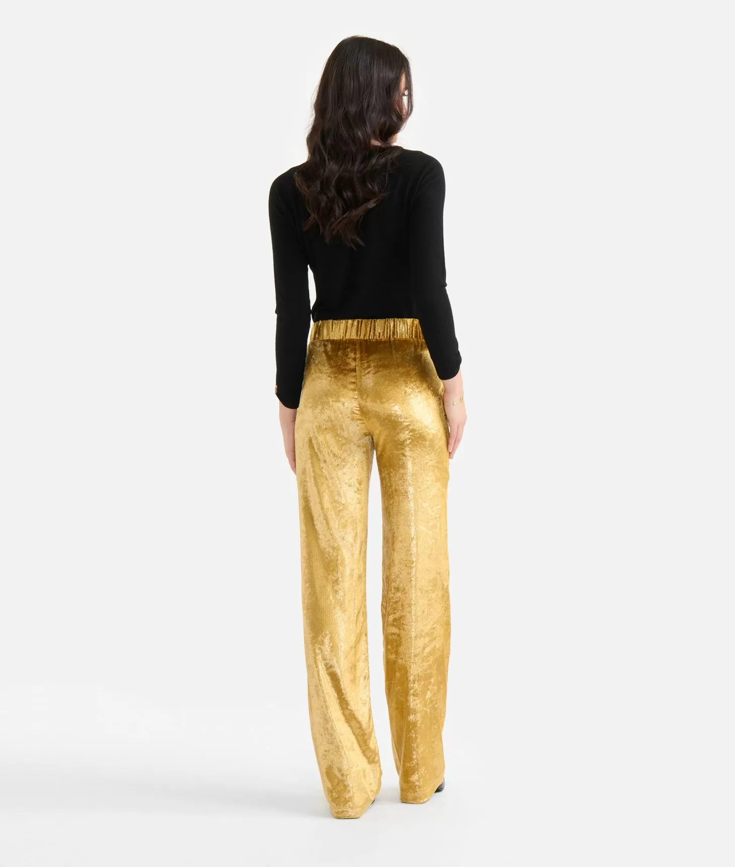 Alviero martini 1a classe Pantaloni palazzo in velluto lurex special Oro Saldi