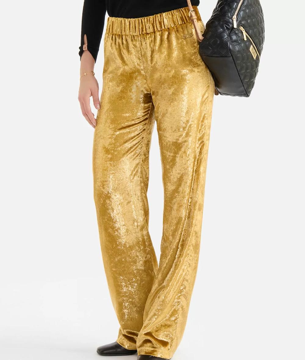 Alviero martini 1a classe Pantaloni palazzo in velluto lurex special Oro Saldi