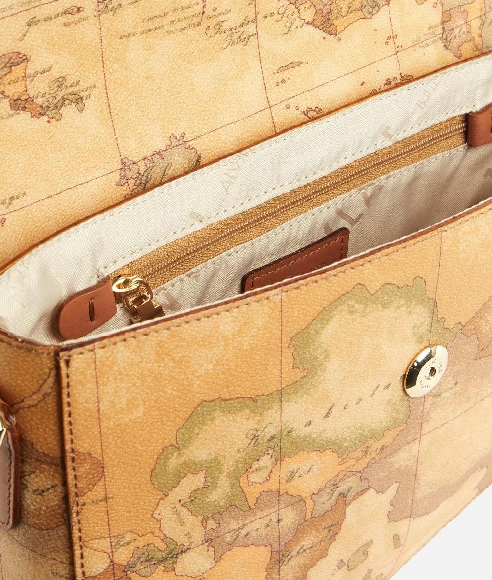 Alviero martini 1a classe Borsa a tracolla con patta in tessuto stampa Geo Classic Naturale Promozione