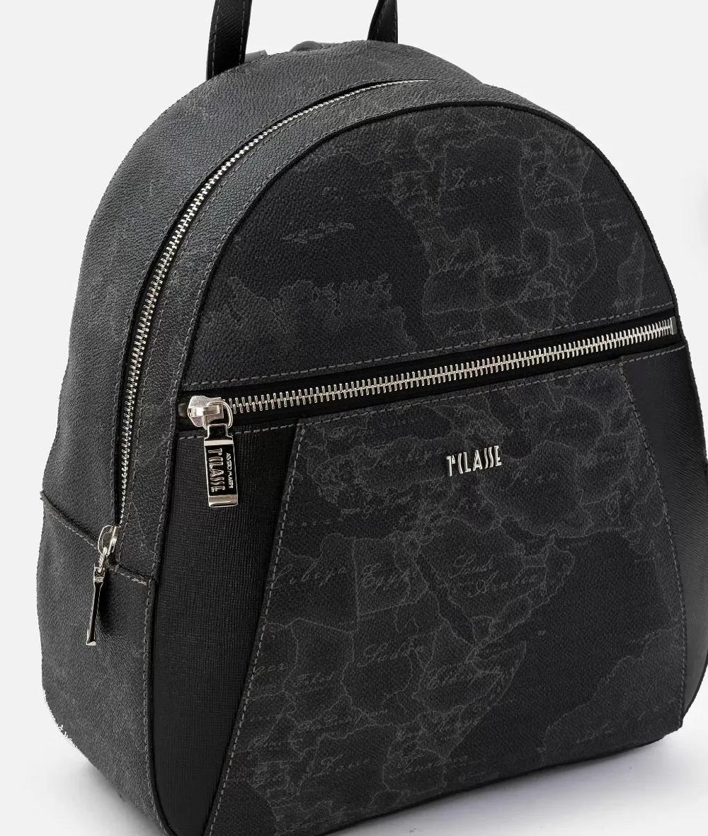 Alviero martini 1a classe Geo Black zaino con inserti frontali in pelle Outlet
