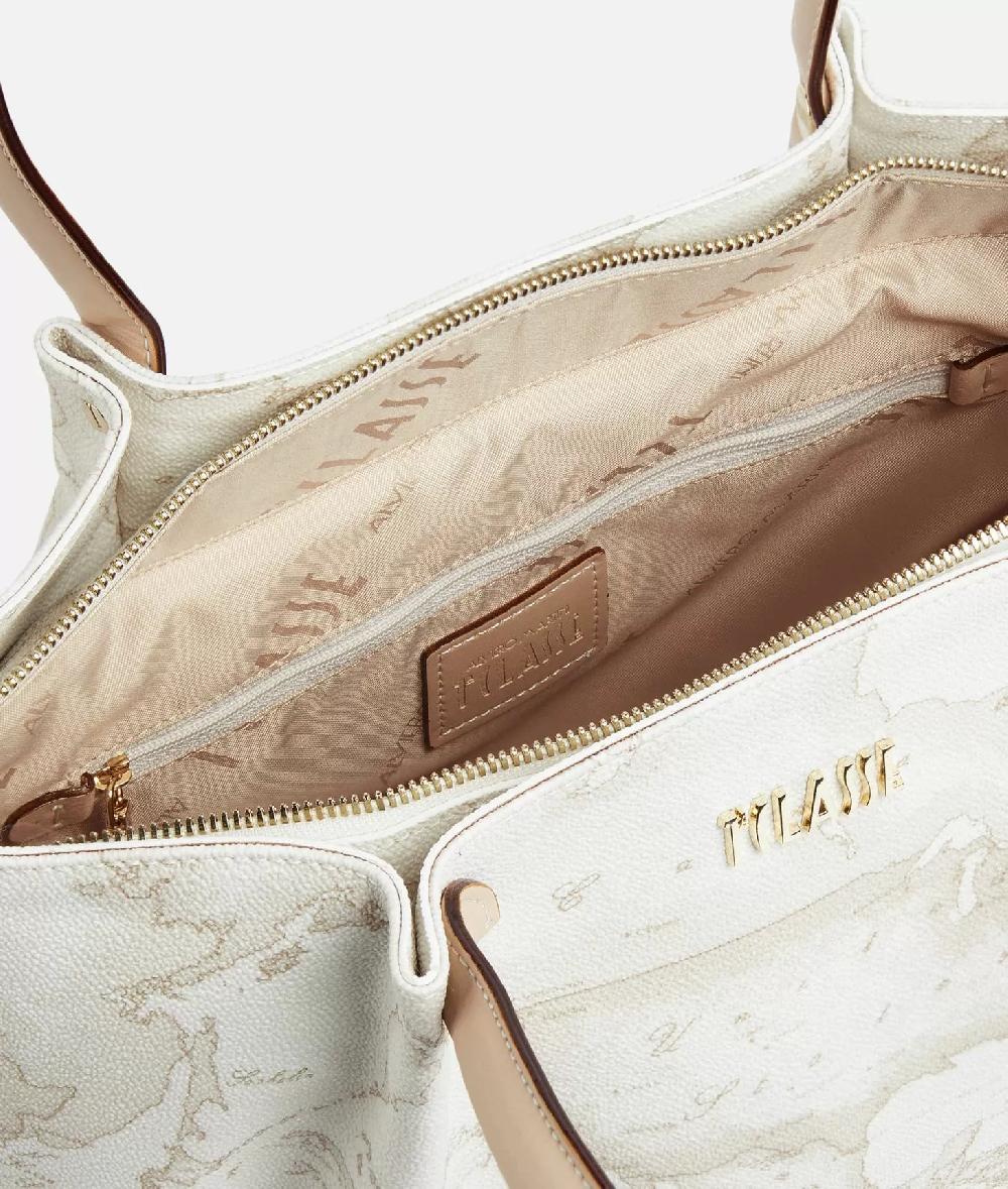 Alviero martini 1a classe Borsa shopping in tessuto stampa Geo White Bianca Qualità